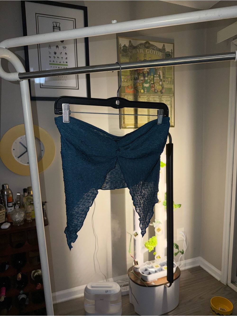 Teal Lace Crop Top - Strapless Twist Front